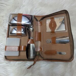 Vintage Men's Triple Cut Grooming Kit Travel Leather Case Toiletry Kit USA